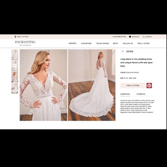 Open back, A-line  with flared cuffs and plunging neckline. - Picture 9 of 16